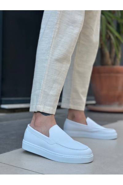 BA0241 Bağcıksız Yüksek Taban Beyaz Cilt Erkek Ayakkabı BA0241 Bağcıksız Yüksek Taban Beyaz Cilt Erkek Ayakkabı