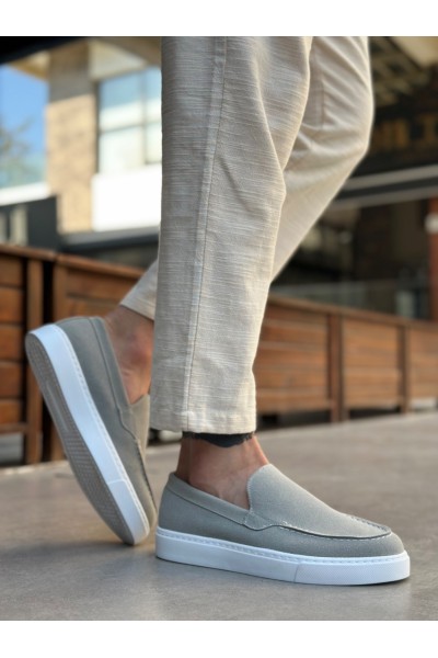 BA0241 Bağcıksız Yüksek Taban Gri Süet Erkek Ayakkabı