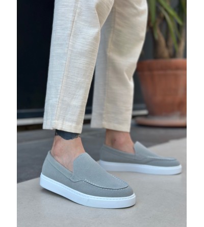 BA0241 Bağcıksız Yüksek Taban Gri Süet Erkek Ayakkabı