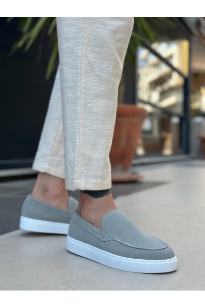 BA0241 Bağcıksız Yüksek Taban Gri Süet Erkek Ayakkabı