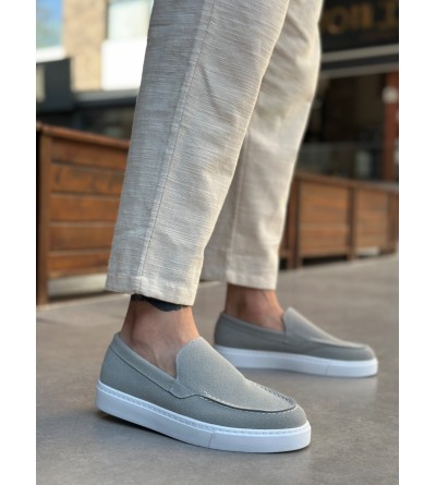 BA0241 Bağcıksız Yüksek Taban Gri Süet Erkek Ayakkabı