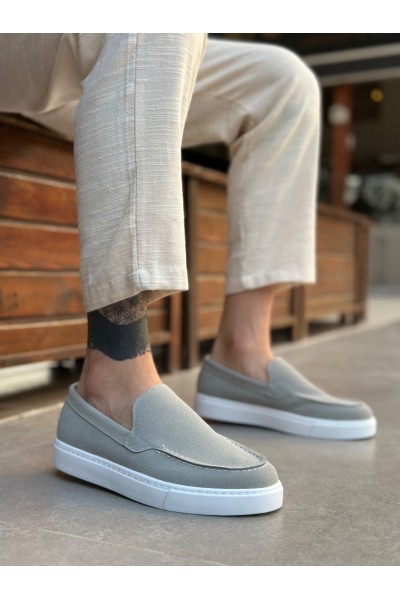 BA0241 Bağcıksız Yüksek Taban Gri Süet Erkek Ayakkabı