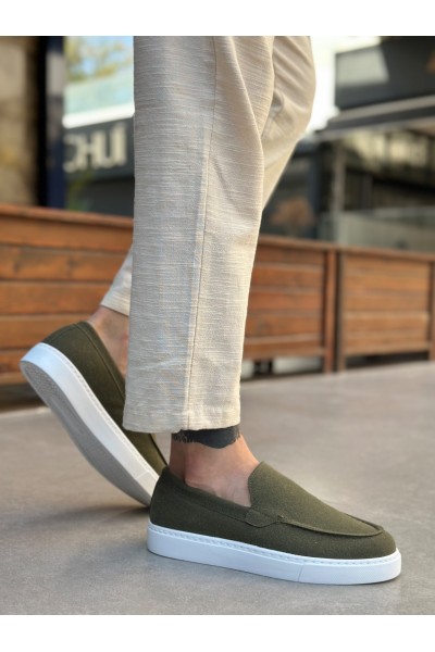 BA0241 Bağcıksız Yüksek Taban Haki Süet Erkek Ayakkabı