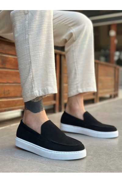 BA0241 Bağcıksız Yüksek Taban Siyah Süet Erkek Ayakkabı