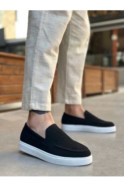 BA0241 Bağcıksız Yüksek Taban Siyah Süet Erkek Ayakkabı BA0241 Bağcıksız Yüksek Taban Siyah Süet Erkek Ayakkabı