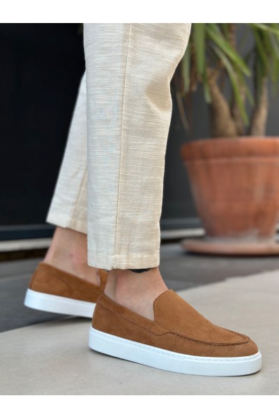 BA0241 Bağcıksız Yüksek Taban Taba Süet Erkek Ayakkabı BA0241 Bağcıksız Yüksek Taban Taba Süet Erkek Ayakkabı