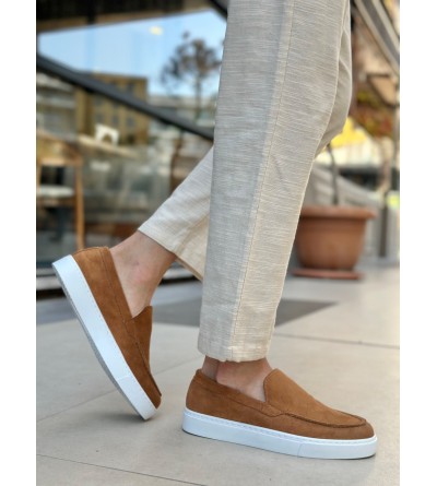 BA0241 Bağcıksız Yüksek Taban Taba Süet Erkek Ayakkabı