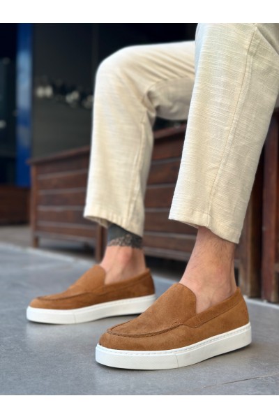 BA0241 Bağcıksız Yüksek Taban Taba Süet Erkek Ayakkabı