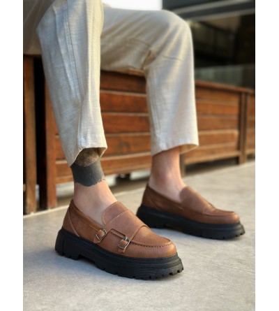 BA0242 Tokalı Klasik Yüksek Siyah Taban Taba Erkek Ayakkabı