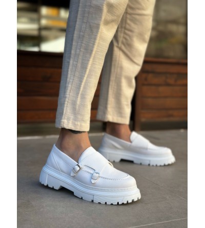 BA0242 Tokalı Klasik Yüksek Taban Beyaz Erkek Ayakkabı