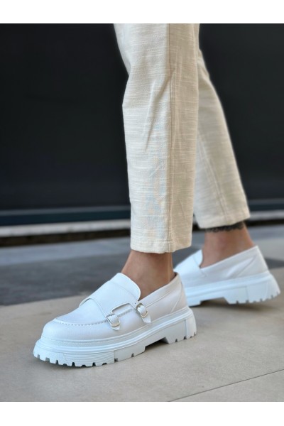 BA0242 Tokalı Klasik Yüksek Taban Beyaz Erkek Ayakkabı BA0242 Tokalı Klasik Yüksek Taban Beyaz Erkek Ayakkabı