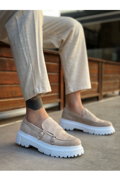 BA0242 Tokalı Klasik Yüksek Taban Krem Süet Erkek Ayakkabı BA0242 Tokalı Klasik Yüksek Taban Krem Süet Erkek Ayakkabı