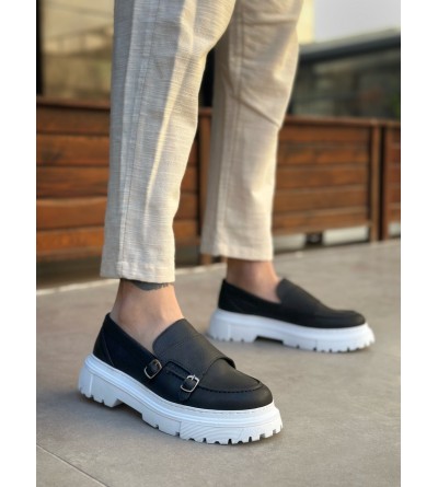 BA0242 Tokalı Klasik Yüksek Taban Siyah Erkek Ayakkabı