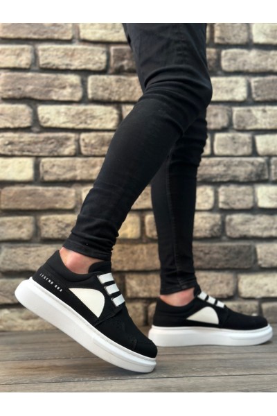 BA0302 Boa Kalın Taban Bağcıksız Tarz Casual Siyah Beyaz Erkek Ayakkabı BA0302 Boa Kalın Taban Bağcıksız Tarz Casual Siyah Beyaz Erkek Ayakkabı