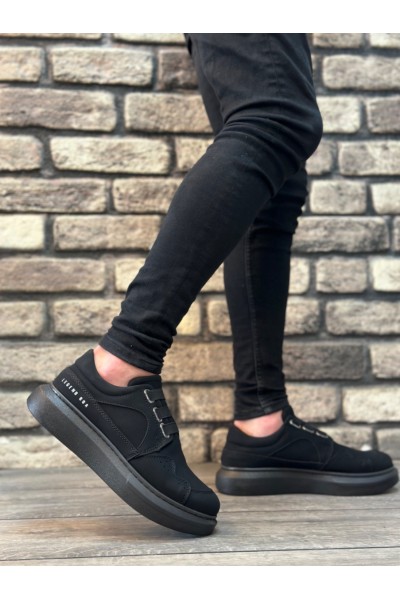 BA0302 Boa Kalın Taban Bağcıksız Tarz Casual Siyah Siyah Erkek Ayakkabı BA0302 Boa Kalın Taban Bağcıksız Tarz Casual Siyah Siyah Erkek Ayakkabı