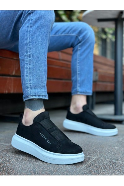 BA0307 BOA Kalın Süet Çift Bant Siyah Beyaz Taban Erkek Ayakkabı