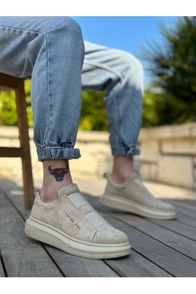 BA0307 BOA Kalın Süet Yüksek Taban Çift Bant Bej Erkek Ayakkabı BA0307 BOA Kalın Süet Yüksek Taban Çift Bant Bej Erkek Ayakkabı