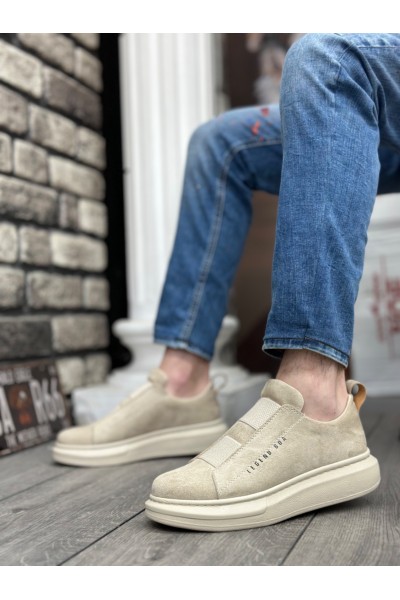 BA0307 BOA Kalın Süet Yüksek Taban Çift Bant Bej Erkek Ayakkabı BA0307 BOA Kalın Süet Yüksek Taban Çift Bant Bej Erkek Ayakkabı