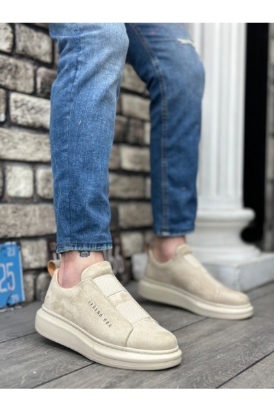 BA0307 BOA Kalın Süet Yüksek Taban Çift Bant Bej Erkek Ayakkabı BA0307 BOA Kalın Süet Yüksek Taban Çift Bant Bej Erkek Ayakkabı