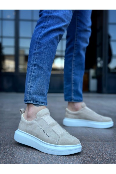 BA0307 BOA Kalın Süet Yüksek Taban Çift Bant Krem Erkek Ayakkabı BA0307 BOA Kalın Süet Yüksek Taban Çift Bant Krem Erkek Ayakkabı