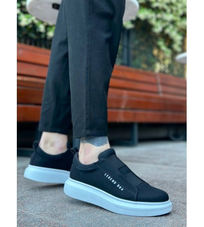 BA0307 BOA Kalın Yüksek Taban Çift Bant Siyah Beyaz Erkek Ayakkabı