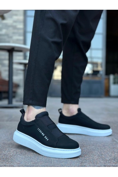 BA0307 BOA Kalın Yüksek Taban Çift Bant Siyah Beyaz Erkek Ayakkabı