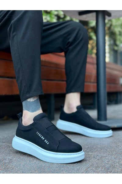 BA0307 BOA Kalın Yüksek Taban Çift Bant Siyah Beyaz Erkek Ayakkabı