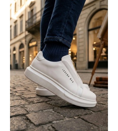 BA0310 BOA Kalın Yüksek Taban Fermuarlı Beyaz Erkek Ayakkabı BA0310 BOA Kalın Yüksek Taban Fermuarlı Beyaz Erkek Ayakkabı