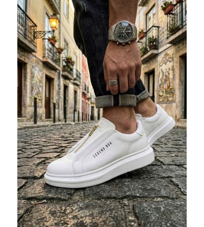 BA0310 BOA Kalın Yüksek Taban Fermuarlı Beyaz Erkek Ayakkabı BA0310 BOA Kalın Yüksek Taban Fermuarlı Beyaz Erkek Ayakkabı