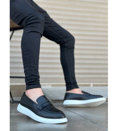 BA0316 Bağcıksız Yüksek Beyaz Taban Klasik Cilt Corcik Erkek Ayakkabı