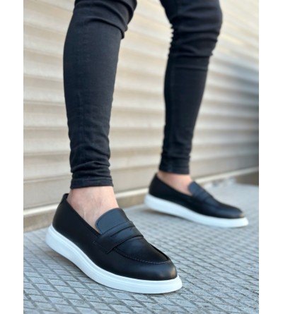 BA0316 Bağcıksız Yüksek Beyaz Taban Klasik Cilt Corcik Erkek Ayakkabı