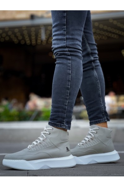 BA0318 Bağcıklı Erkek Yüksek Taban Gri Taban Spor Bot BA0318 Bağcıklı Erkek Yüksek Taban Gri Taban Spor Bot