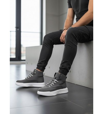 BA0321 Gizli Bağcıklı Erkek Füme Beyaz Taban Spor Bot