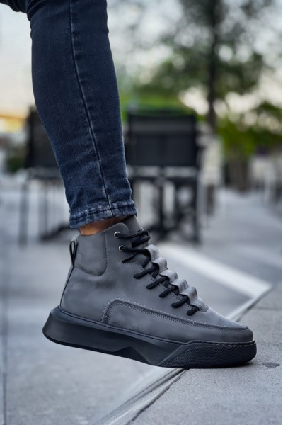 BA0321 Gizli Bağcıklı Erkek Yüksek Taban Füme Spor Bot BA0321 Gizli Bağcıklı Erkek Yüksek Taban Füme Spor Bot