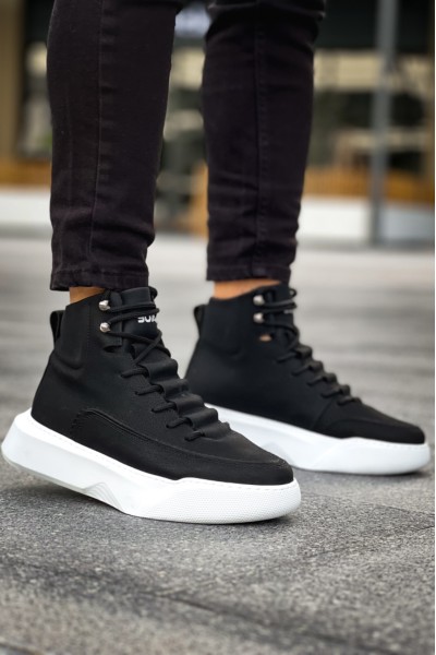 BA0321 Gizli Bağcıklı Erkek Yüksek Taban Siyah Beyaz Spor Bot BA0321 Gizli Bağcıklı Erkek Yüksek Taban Siyah Beyaz Spor Bot