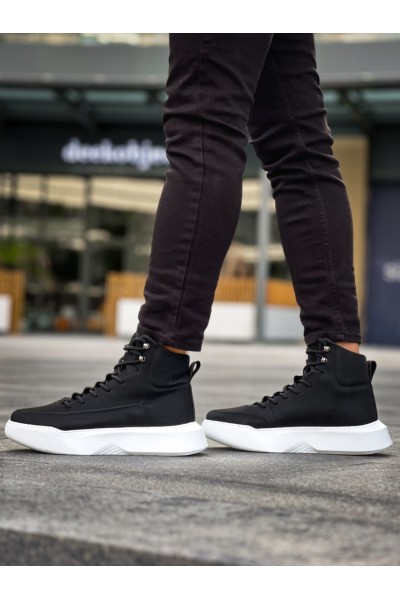 BA0321 Gizli Bağcıklı Erkek Yüksek Taban Siyah Beyaz Spor Bot BA0321 Gizli Bağcıklı Erkek Yüksek Taban Siyah Beyaz Spor Bot