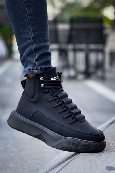 BA0321 Gizli Bağcıklı Erkek Yüksek Taban Siyah Spor Bot BA0321 Gizli Bağcıklı Erkek Yüksek Taban Siyah Spor Bot