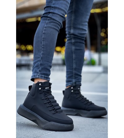 BA0321 Gizli Bağcıklı Erkek Yüksek Taban Siyah Spor Bot BA0321 Gizli Bağcıklı Erkek Yüksek Taban Siyah Spor Bot