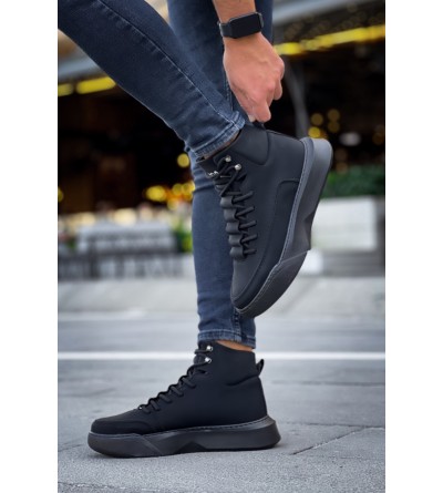 BA0321 Gizli Bağcıklı Erkek Yüksek Taban Siyah Spor Bot BA0321 Gizli Bağcıklı Erkek Yüksek Taban Siyah Spor Bot