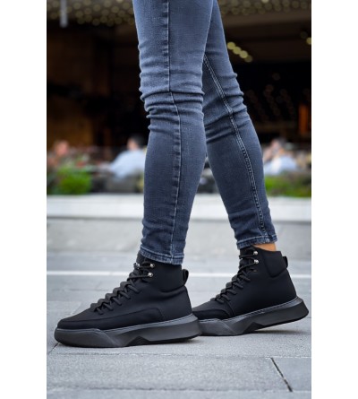 BA0321 Gizli Bağcıklı Erkek Yüksek Taban Siyah Spor Bot BA0321 Gizli Bağcıklı Erkek Yüksek Taban Siyah Spor Bot