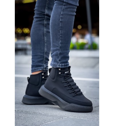 BA0321 Gizli Bağcıklı Erkek Yüksek Taban Siyah Spor Bot BA0321 Gizli Bağcıklı Erkek Yüksek Taban Siyah Spor Bot