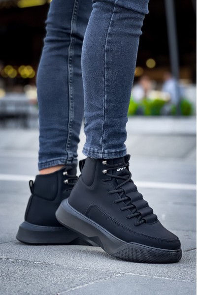 BA0321 Gizli Bağcıklı Erkek Yüksek Taban Siyah Spor Bot BA0321 Gizli Bağcıklı Erkek Yüksek Taban Siyah Spor Bot