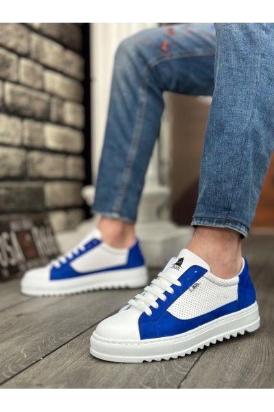 BA0323 BOA Kalın Tırtık Yüksek Taban Beyaz Mavi Bağcıklı Spor Erkek Ayakkabı BA0323 BOA Kalın Tırtık Yüksek Taban Beyaz Mavi Bağcıklı Spor Erkek Ayakkabı