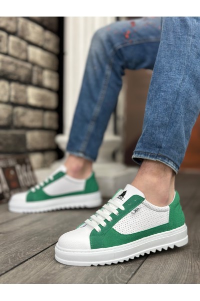 BA0323 BOA Kalın Tırtık Yüksek Taban Beyaz Yeşil Bağcıklı Spor Erkek Ayakkabı BA0323 BOA Kalın Tırtık Yüksek Taban Beyaz Yeşil Bağcıklı Spor Erkek Ayakkabı
