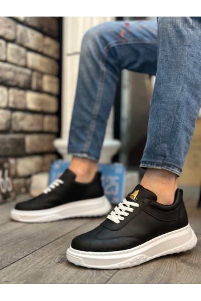 BA0327 BOA Kalın Yüksek Taban Siyah Bağcıklı Spor Erkek Ayakkabı BA0327 BOA Kalın Yüksek Taban Siyah Bağcıklı Spor Erkek Ayakkabı