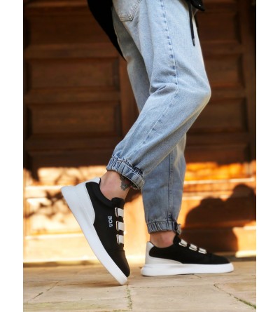 BA0329 3 Bant Siyah Beyaz Detaylı Kalın Taban Casual Erkek Ayakkabı BA0329 3 Bant Siyah Beyaz Detaylı Kalın Taban Casual Erkek Ayakkabı