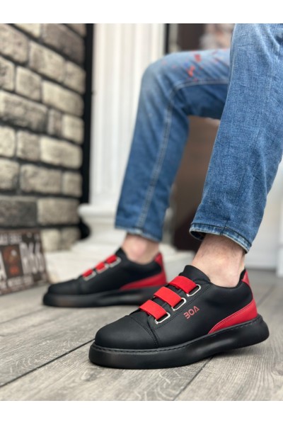 BA0329 3 Bant Siyah Kırmızı Detaylı Kalın Taban Casual Erkek Ayakkabı BA0329 3 Bant Siyah Kırmızı Detaylı Kalın Taban Casual Erkek Ayakkabı