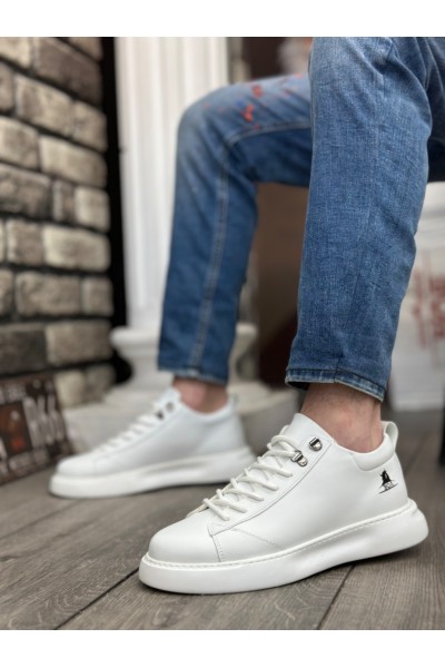BA0331 Bağcıklı Erkek Yüksek Taban Beyaz Cilt Spor Ayakkabı BA0331 Bağcıklı Erkek Yüksek Taban Beyaz Cilt Spor Ayakkabı