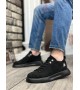 BA0331 Bağcıklı Erkek Yüksek Taban Siyah Süet Siyah Taban Spor Ayakkabı