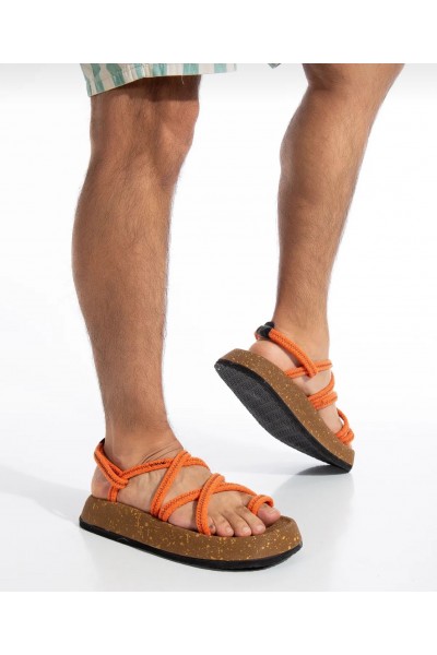 BA0343 Erkek Bodrum İp Halat Turuncu Günlük Sandalet 